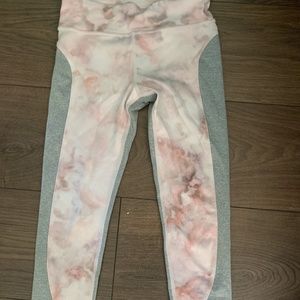 Athleta Girl Pink and Gray High Waisted Capri Leggings New Without Tags